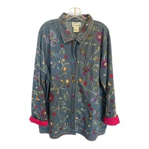 Quacker Factory Beaded Denim Shirt / Jacket – Size Large